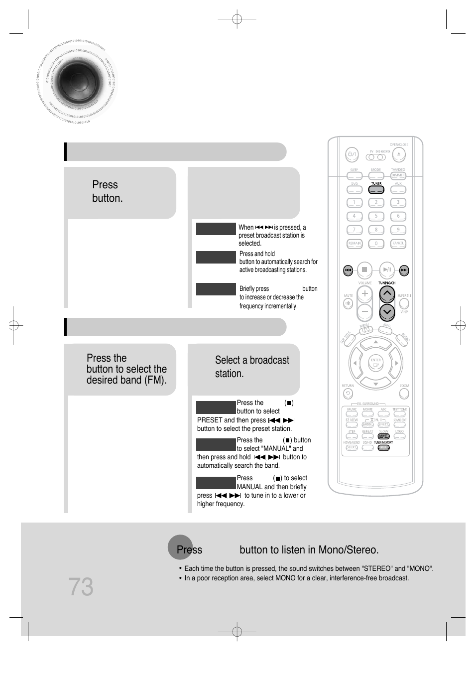 73 listening to radio | Samsung AH68-01720S User Manual | Page 75 / 89