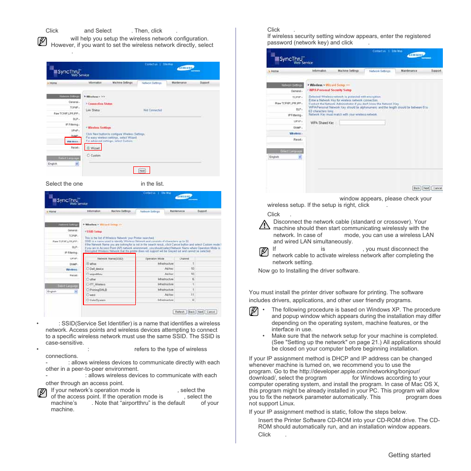 Installing the driver software | Samsung CLP-310W User Manual | Page 29 / 107