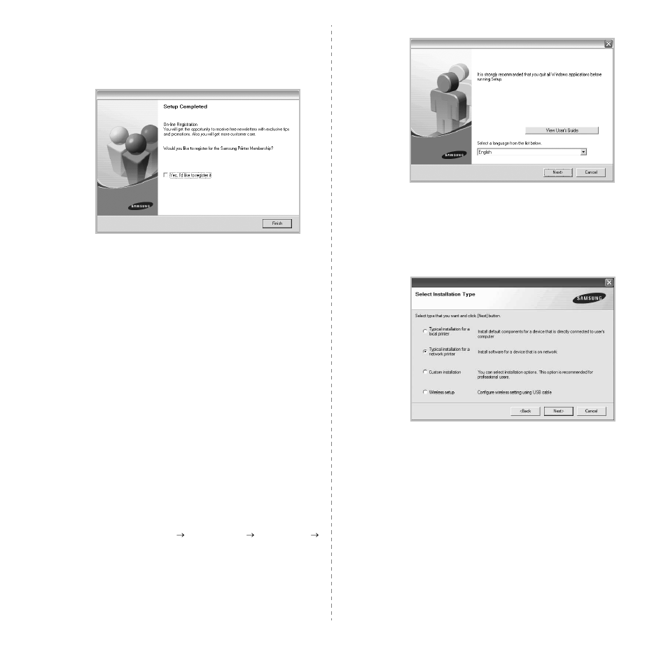 Installing software for network printing | Samsung CLP-310W User Manual | Page 74 / 107