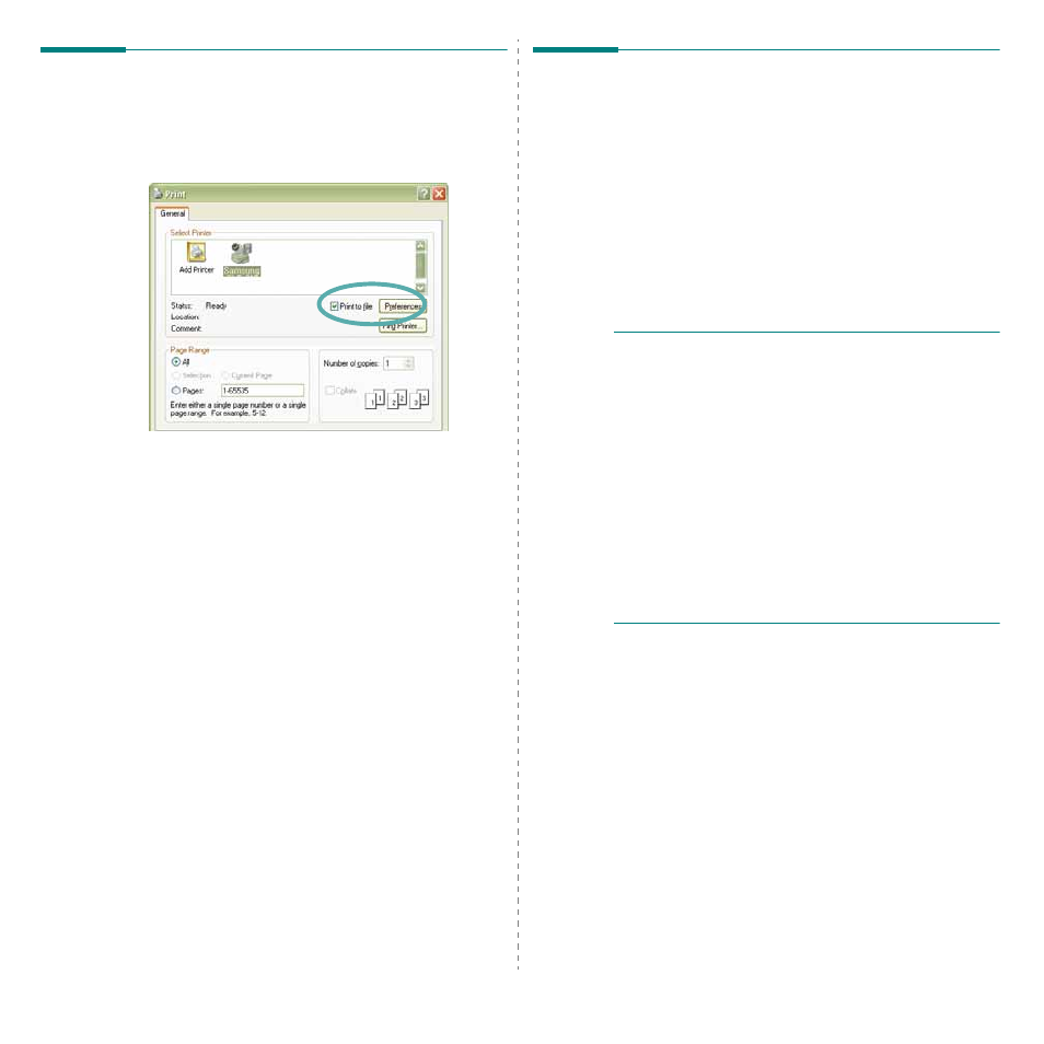 Printing to a file (prn), Printer settings, Printing to a file (prn) printer settings | Samsung CLP-310W User Manual | Page 81 / 107