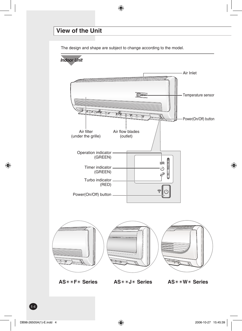 View of the unit | Samsung AS18J User Manual | Page 4 / 20