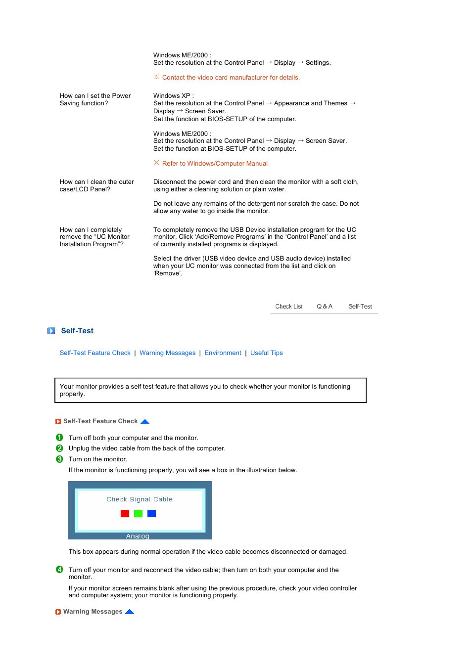 Self-test | Samsung 225UW User Manual | Page 50 / 59