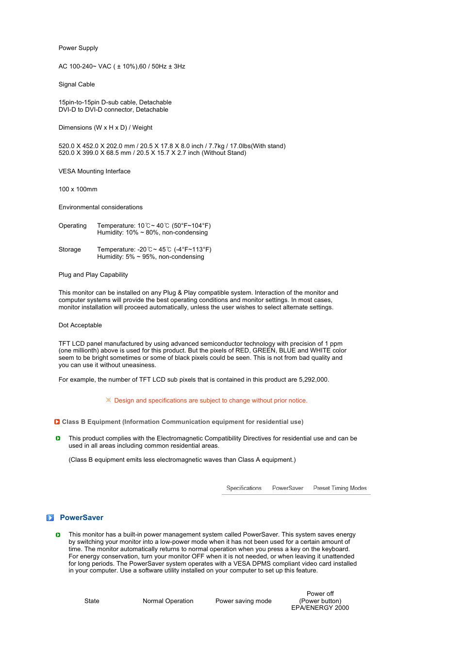 Powersaver | Samsung 225UW User Manual | Page 53 / 59