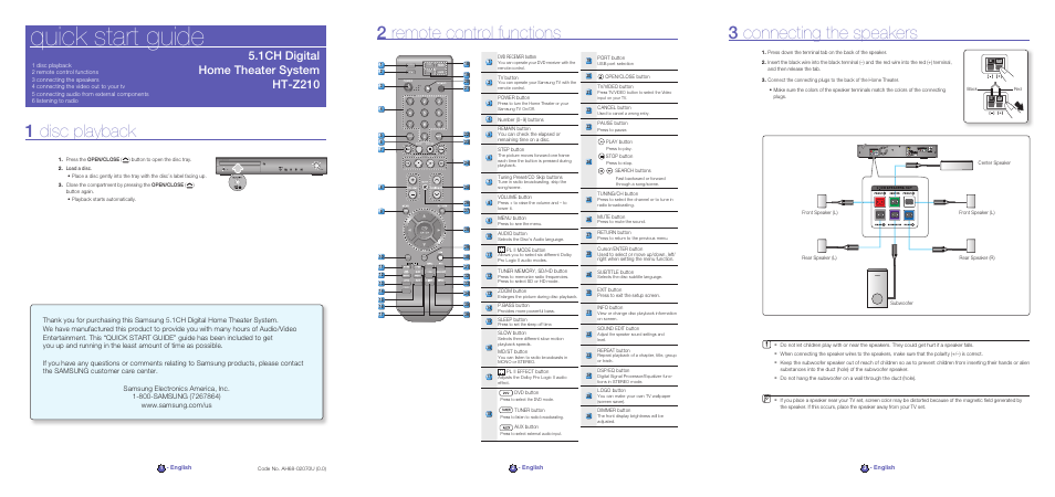 Samsung HT-Z210  EN User Manual | 2 pages