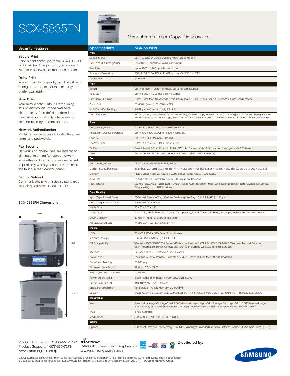 Samsung SCX-5835FN User Manual | 4 pages