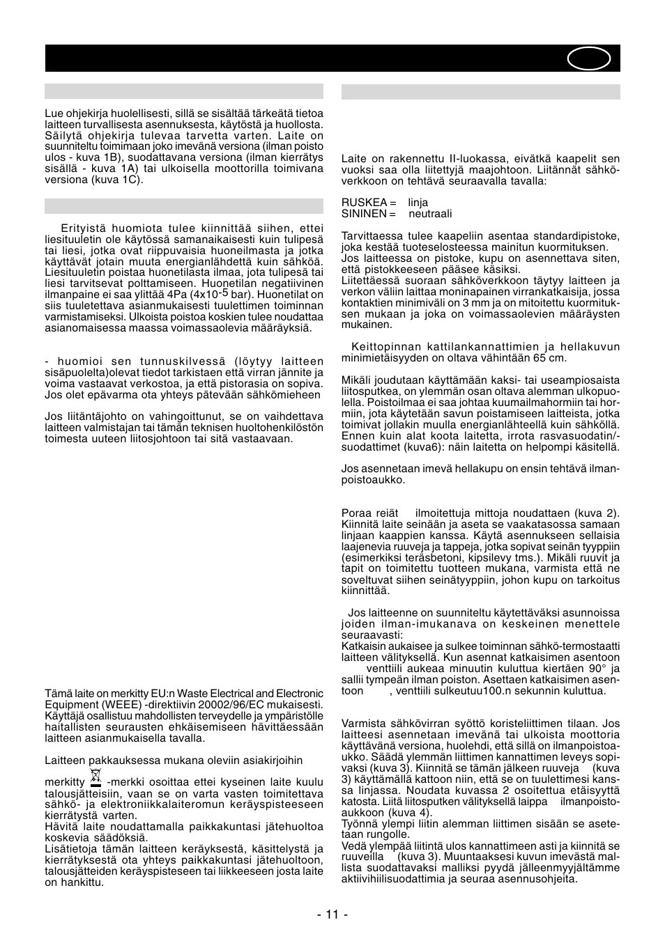 Suomi | Ardo VA61INOX User Manual | Page 11 / 28