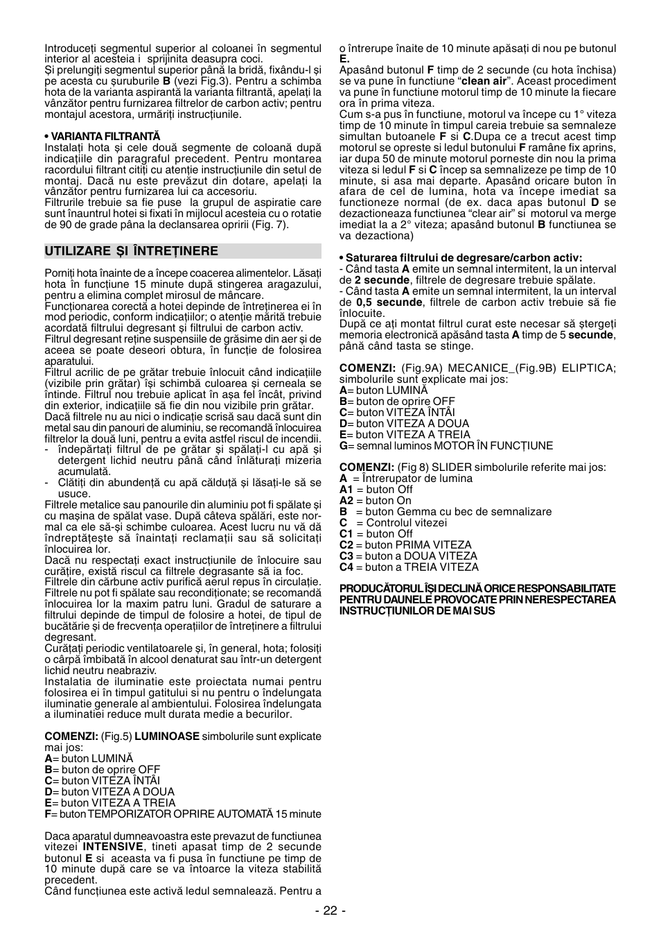 Ardo VA61INOX User Manual | Page 22 / 28