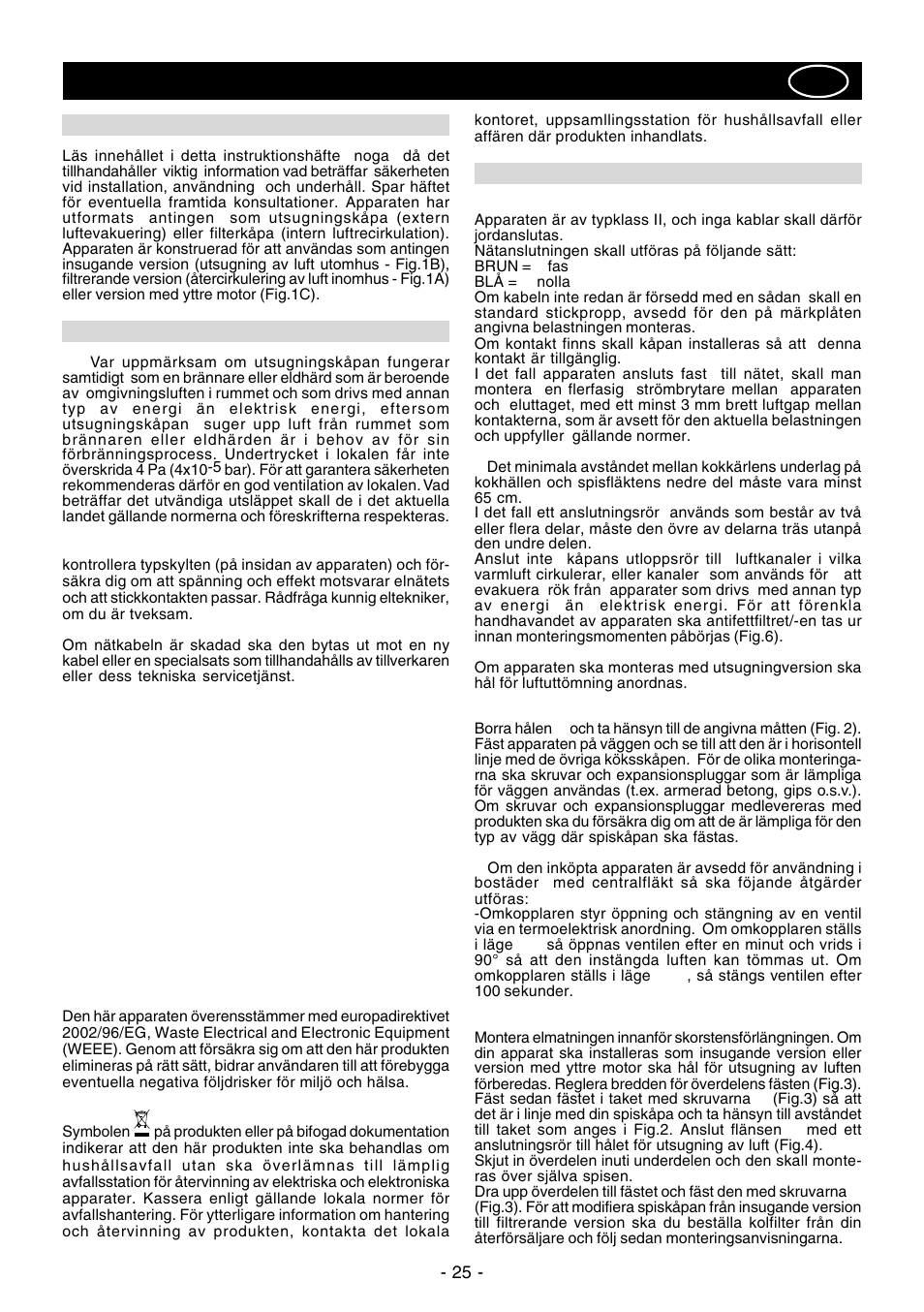 Sverige | Ardo VA61INOX User Manual | Page 25 / 28