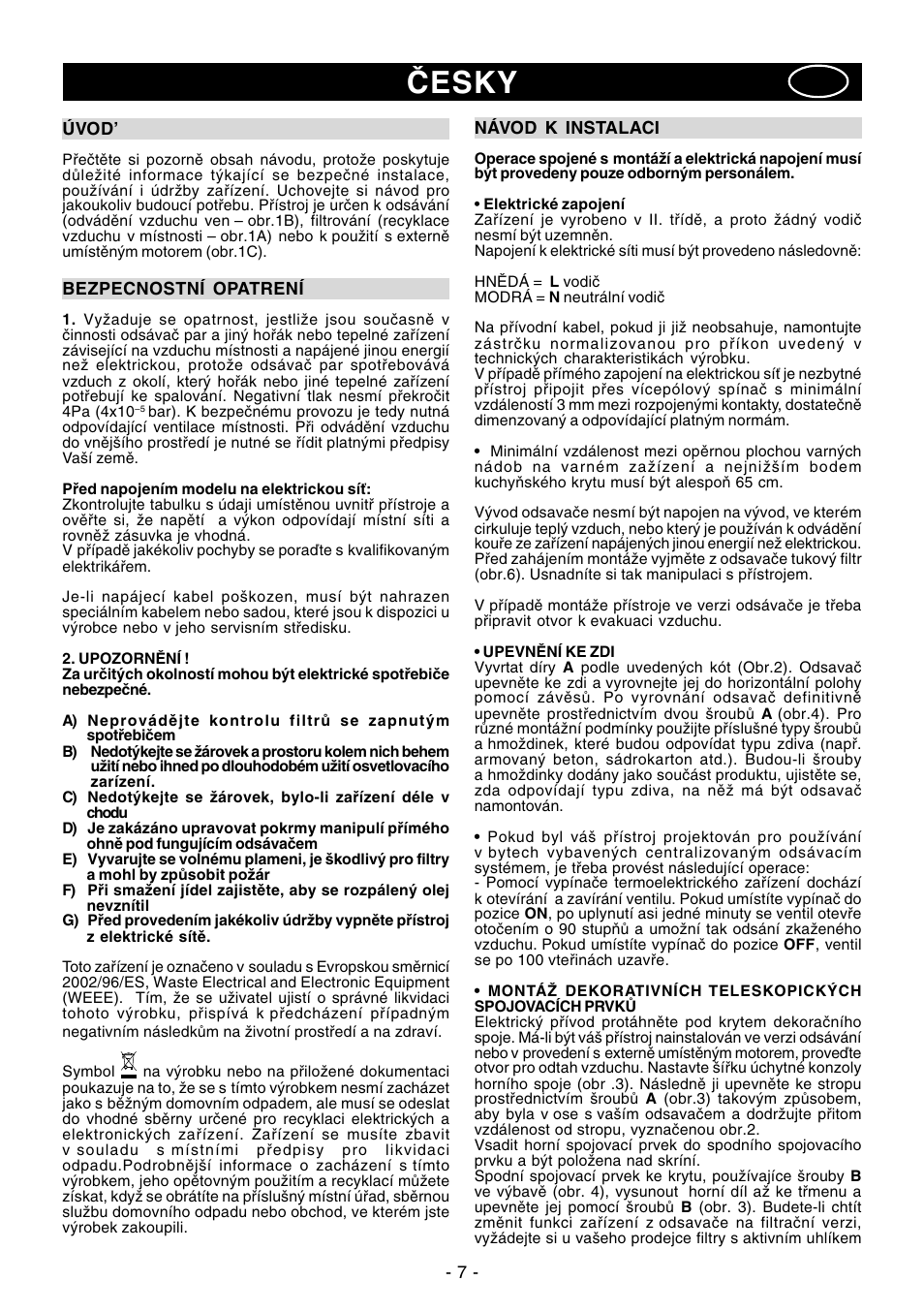 Polsc, Česky | Ardo VA61INOX User Manual | Page 7 / 28