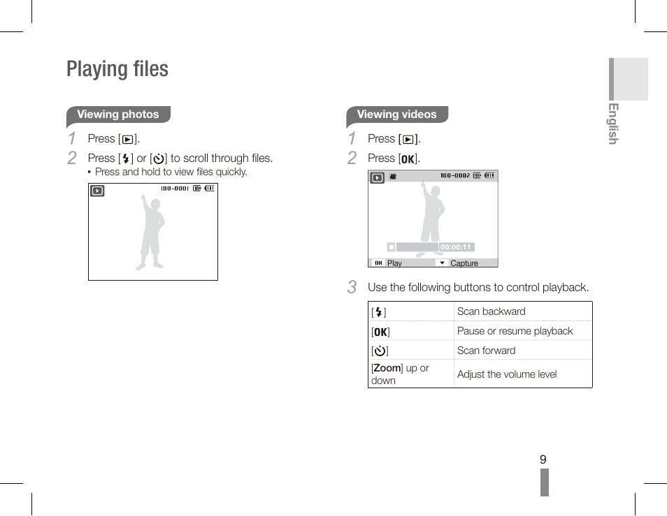 Playing files | Samsung ST50 User Manual | Page 9 / 72