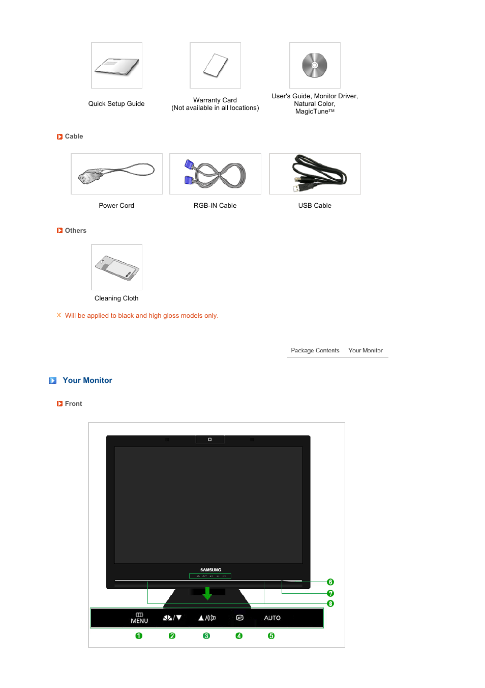 Your monitor | Samsung 225UN User Manual | Page 3 / 15