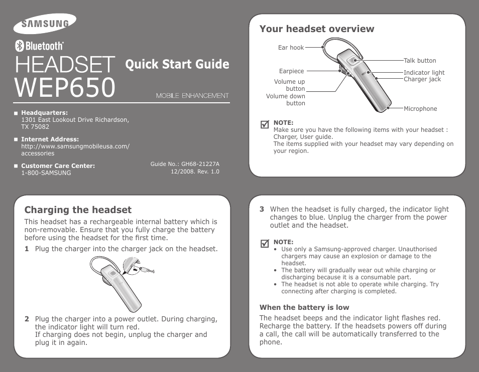 Samsung GH68-21227A User Manual | 2 pages