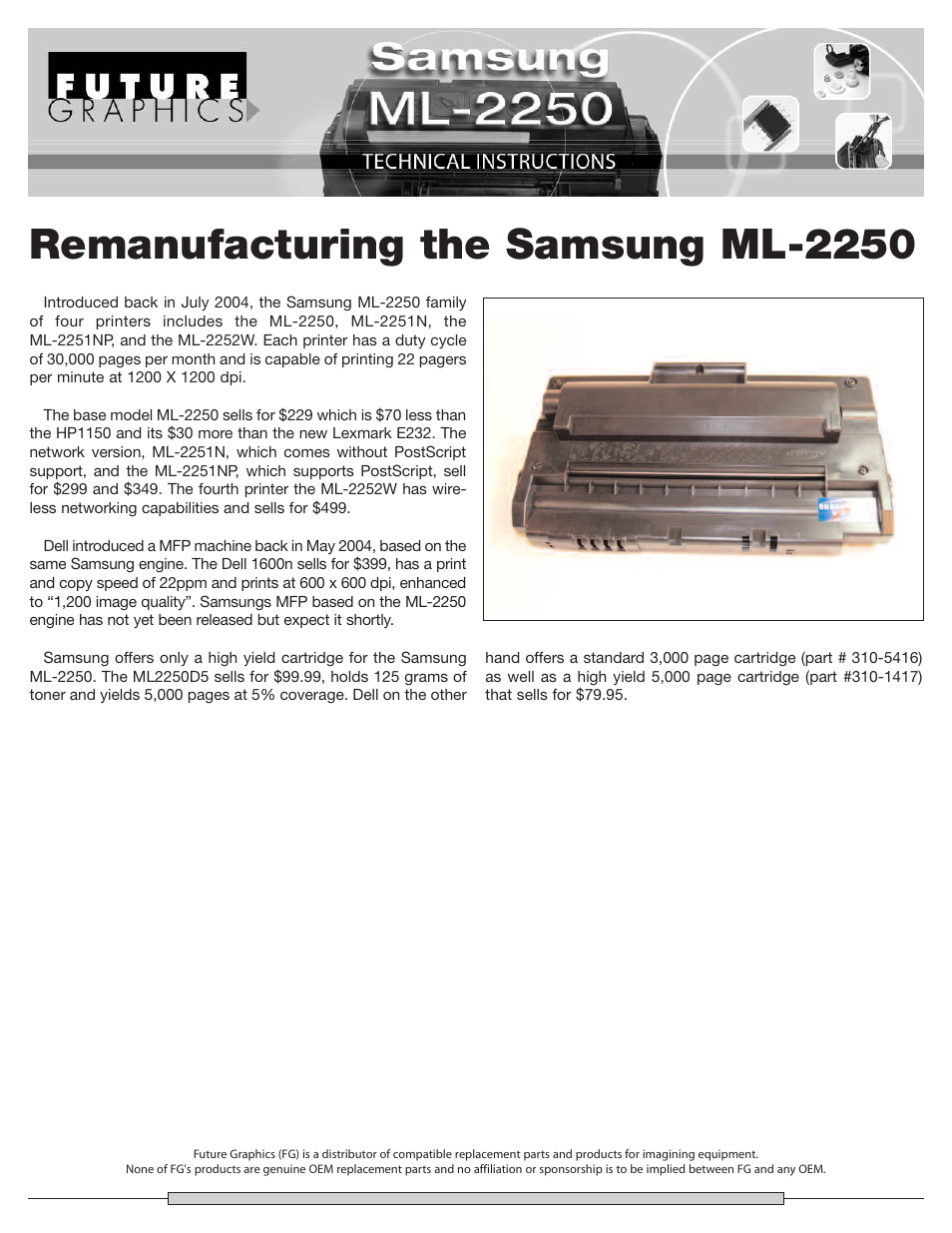 Remanufacturing the samsung ml-2250 | Samsung ML 2250  TI User Manual | Page 7 / 7