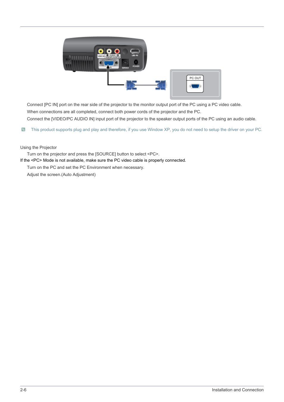 6 connecting with a pc, Connecting with a pc -6 | Samsung SP-P410M User Manual | Page 15 / 54