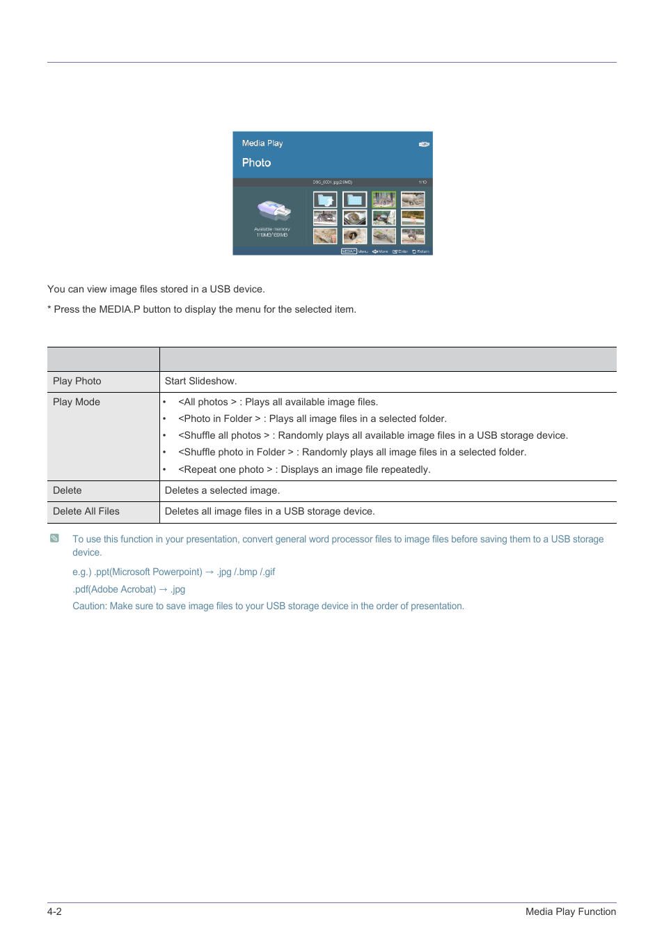 2 photo, Photo -2, When selecting thumbnails | Samsung SP-P410M User Manual | Page 35 / 54