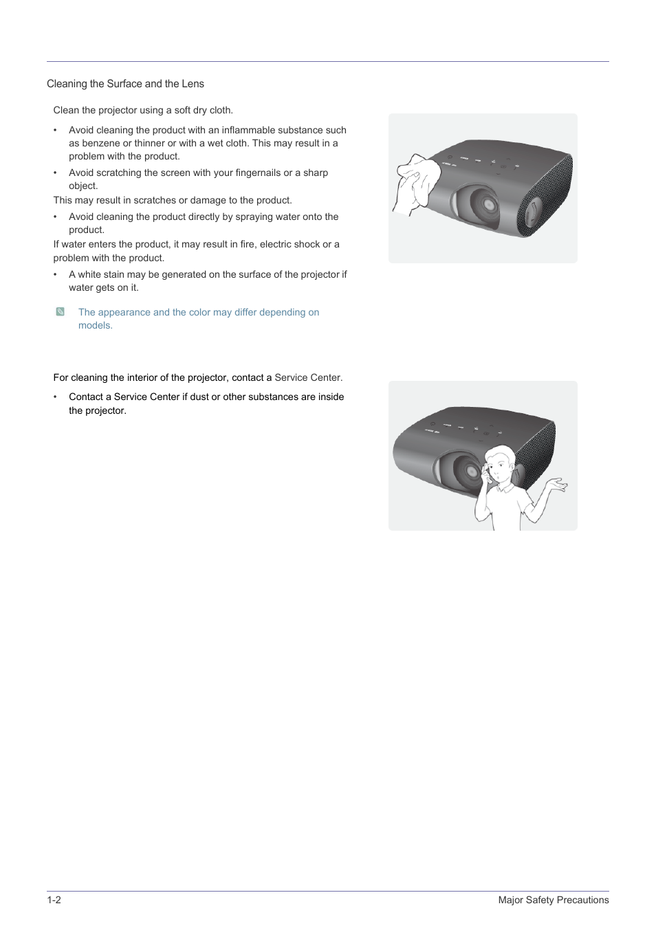 2 care and maintenance, Care and maintenance -2 | Samsung SP-P410M User Manual | Page 4 / 54