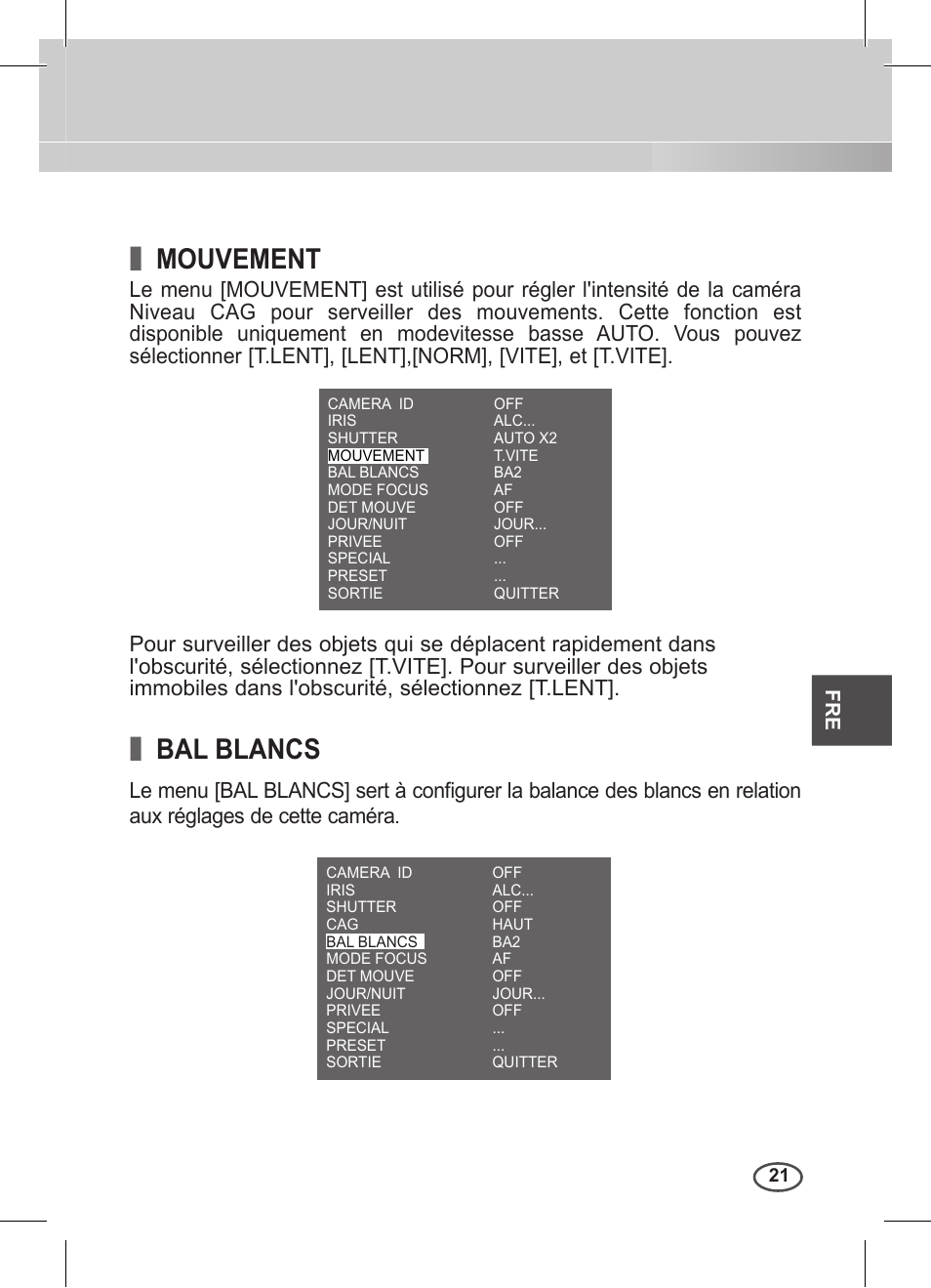 Mouvement, Bal blancs | Samsung C4235(P) User Manual | Page 101 / 240