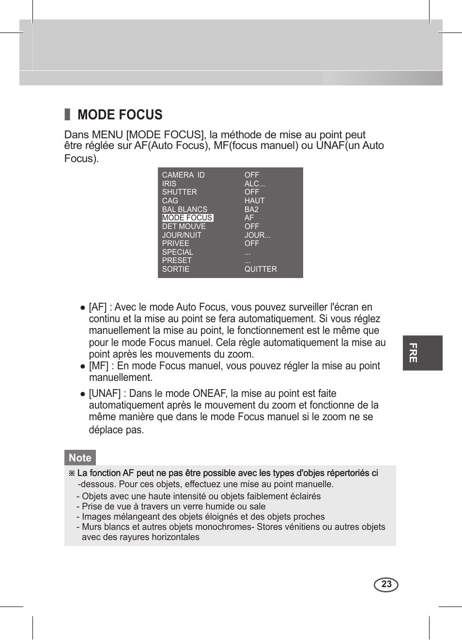 Mode focus | Samsung C4235(P) User Manual | Page 103 / 240