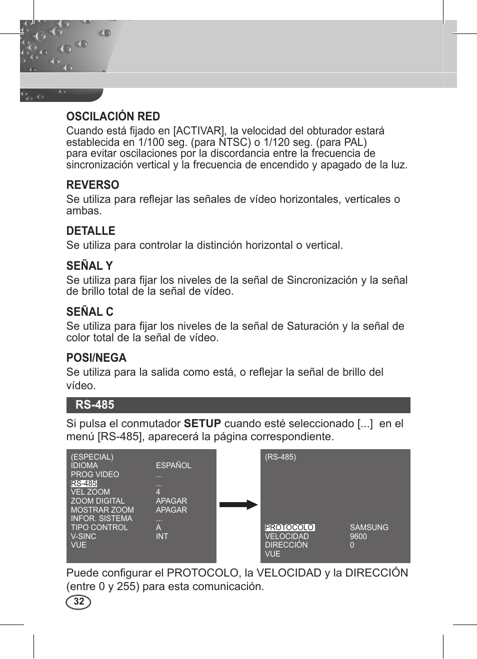 Oscilación red, Reverso, Detalle | Señal y, Señal c, Posi/nega, Rs-85 | Samsung C4235(P) User Manual | Page 152 / 240