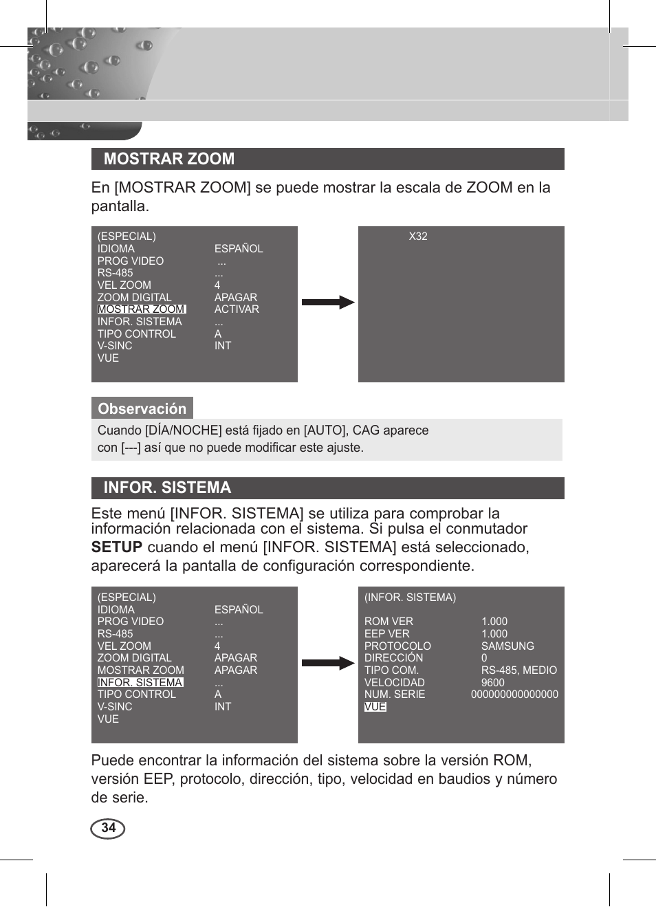 Mostrar zoom, Infor. sistema | Samsung C4235(P) User Manual | Page 154 / 240