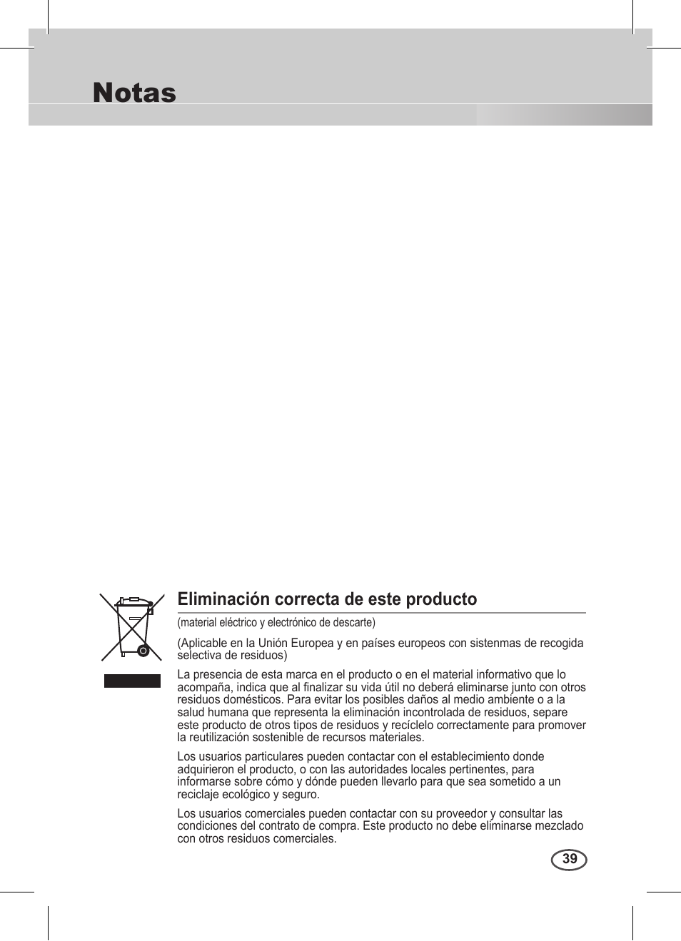 Notas, Eliminación correcta de este producto | Samsung C4235(P) User Manual | Page 159 / 240