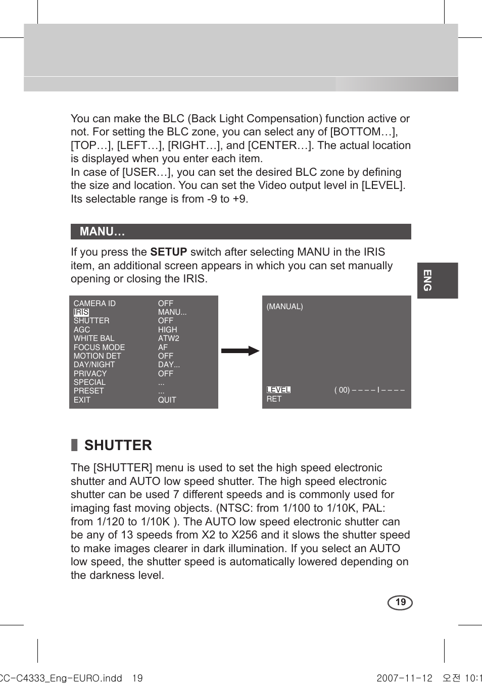 Shutter, Manu | Samsung C4235(P) User Manual | Page 19 / 240