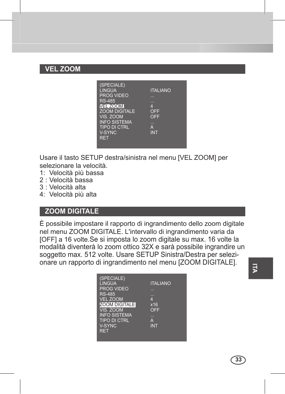 Vel zoom, Zoom digitale | Samsung C4235(P) User Manual | Page 193 / 240