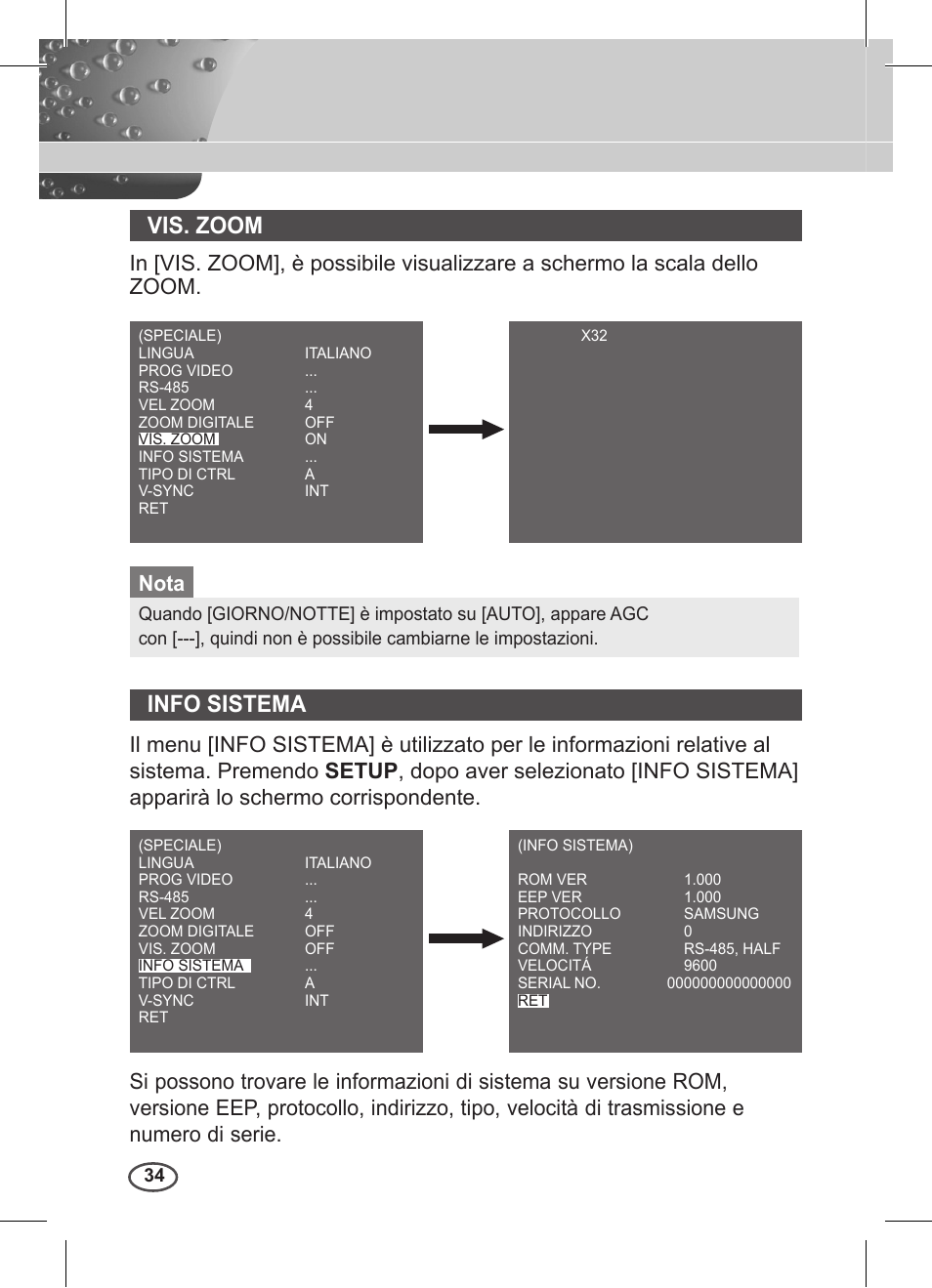 Vis. zoom, Info sistema | Samsung C4235(P) User Manual | Page 194 / 240