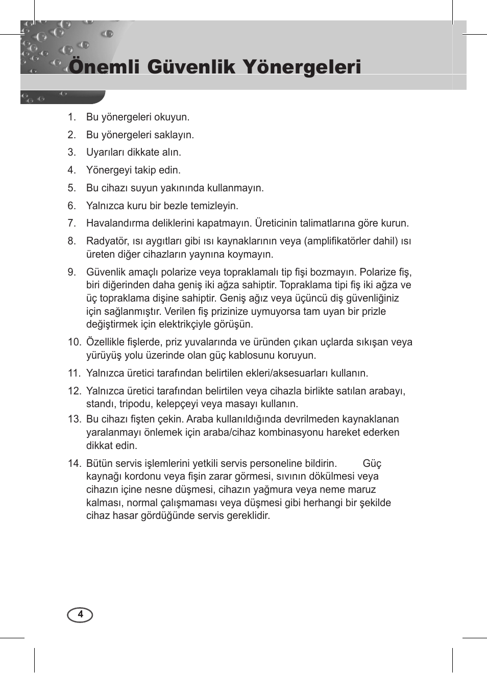 Önemli güvenlik yönergeleri | Samsung C4235(P) User Manual | Page 204 / 240