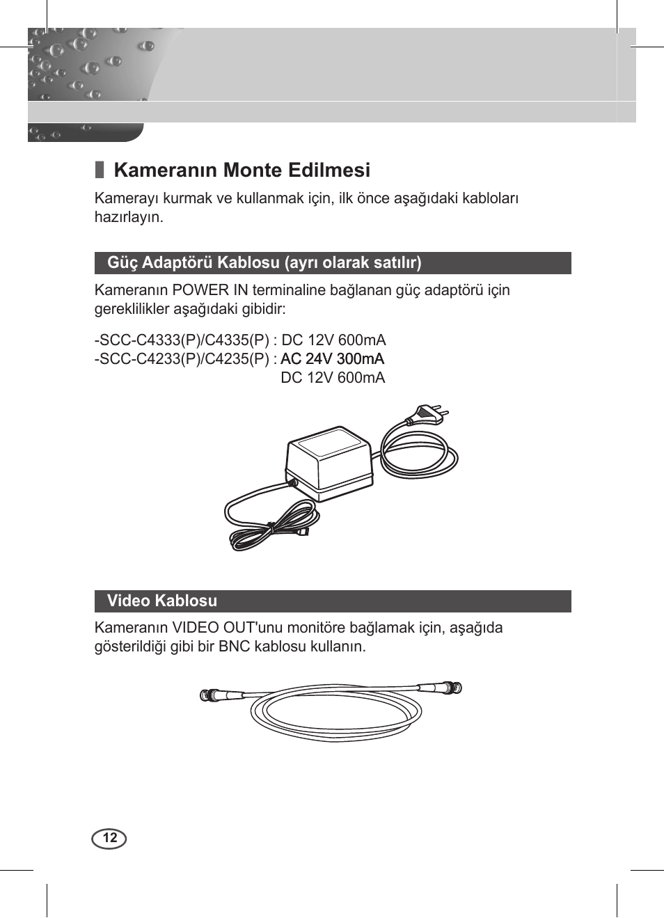 Kameranın monte edilmesi | Samsung C4235(P) User Manual | Page 212 / 240