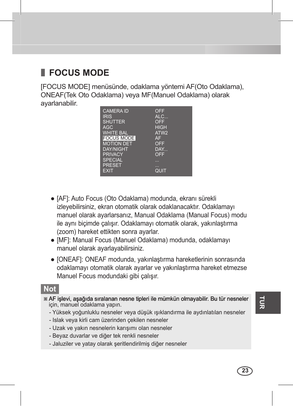 Focus mode | Samsung C4235(P) User Manual | Page 223 / 240