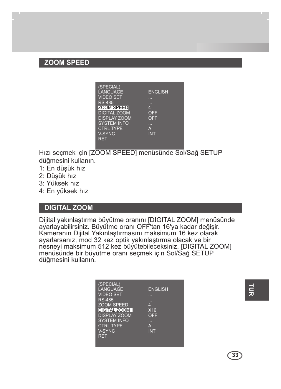 Zoom speed, Digital zoom | Samsung C4235(P) User Manual | Page 233 / 240