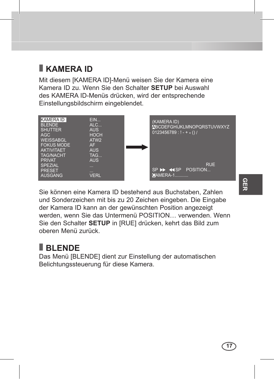 Kamera id, Blende | Samsung C4235(P) User Manual | Page 57 / 240