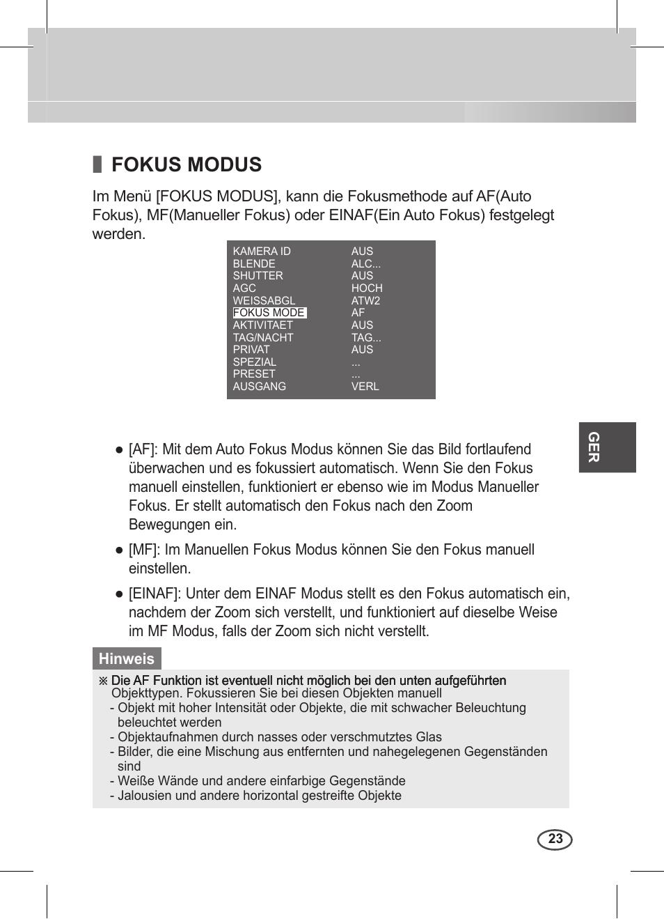 Fokus modus | Samsung C4235(P) User Manual | Page 63 / 240