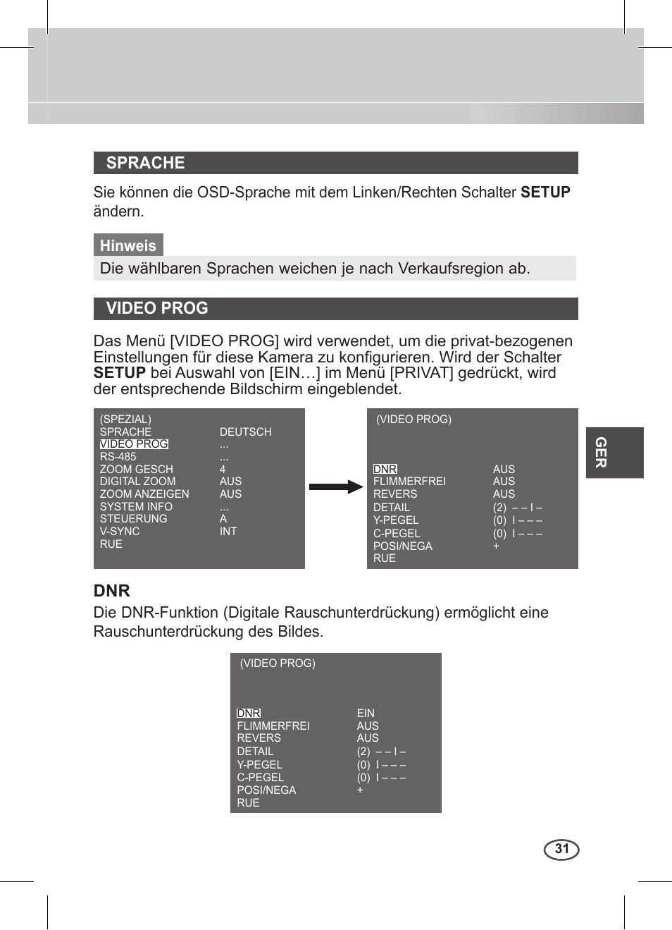 Sprache, Video prog | Samsung C4235(P) User Manual | Page 71 / 240