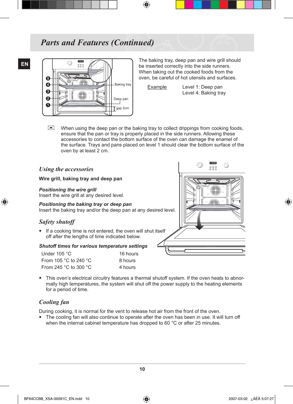 Parts and features (continued), Using the accessories, Safety shutoff | Cooling fan | Samsung BF64CCBB User Manual | Page 12 / 42