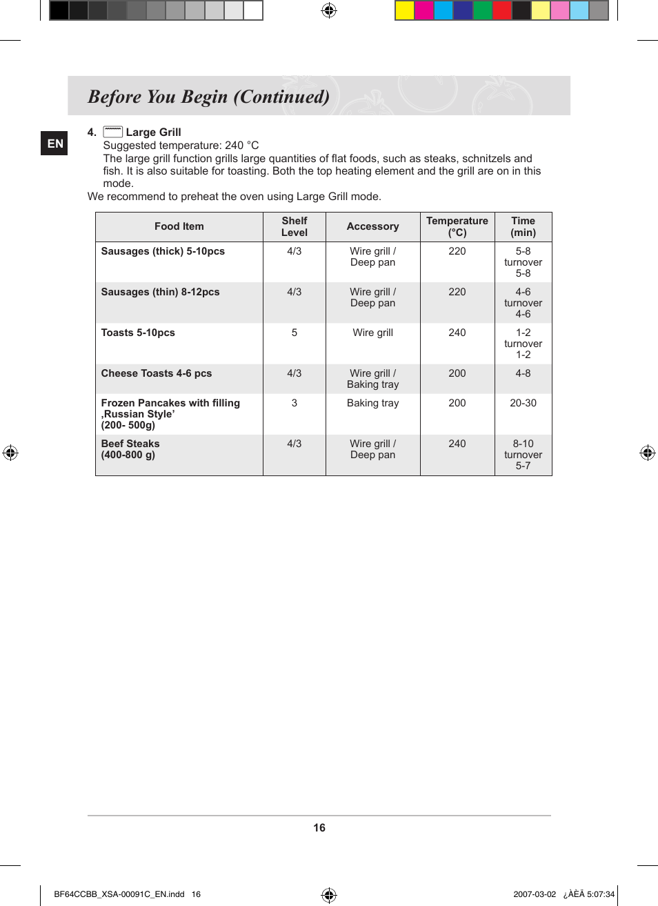 Before you begin (continued) | Samsung BF64CCBB User Manual | Page 18 / 42