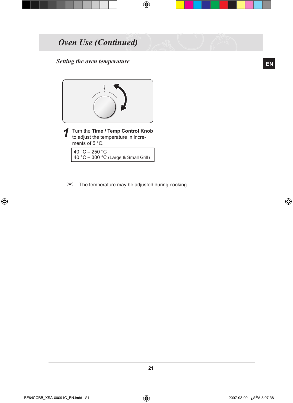 Oven use (continued) | Samsung BF64CCBB User Manual | Page 23 / 42