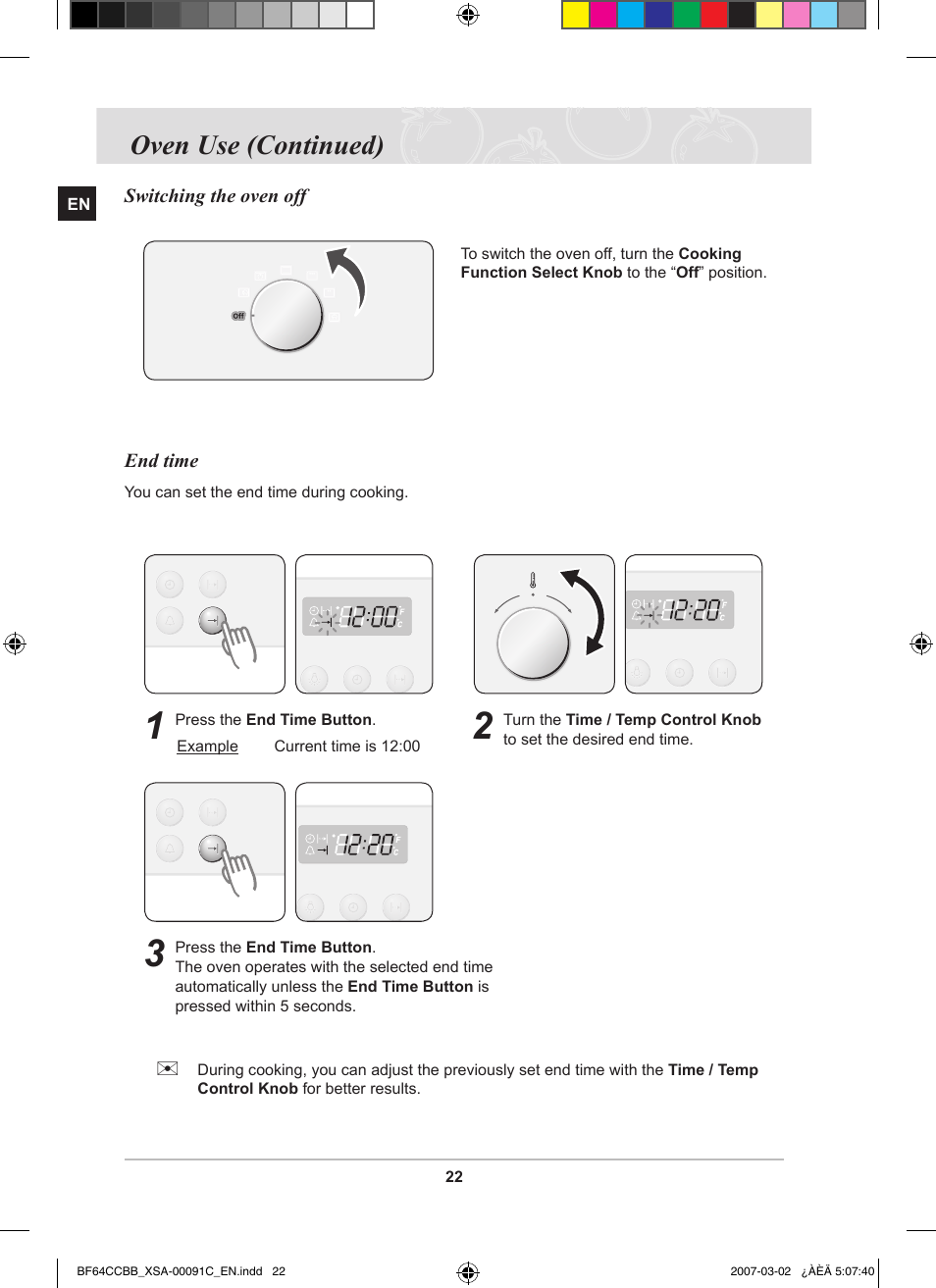 Oven use (continued) | Samsung BF64CCBB User Manual | Page 24 / 42