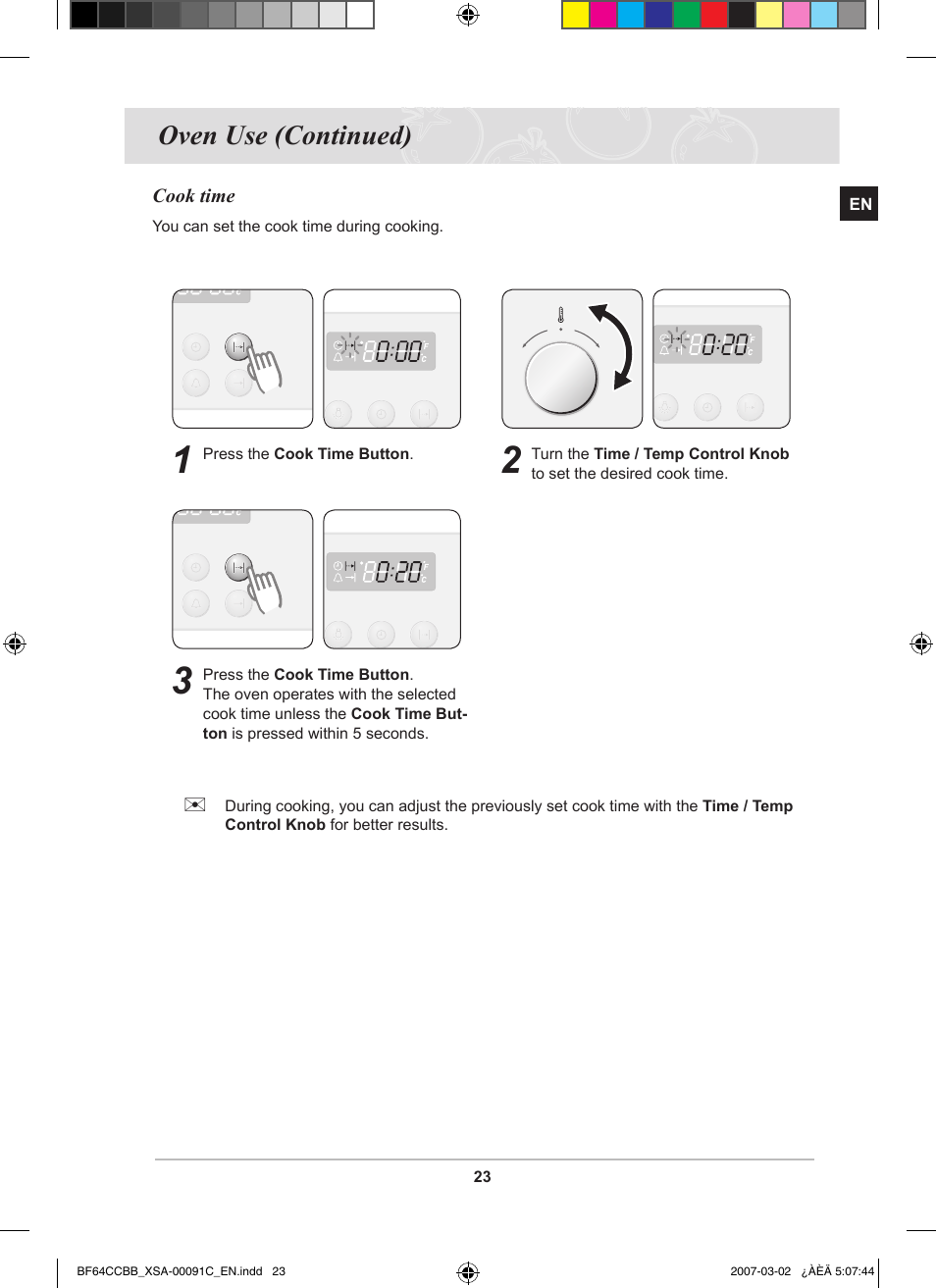 Oven use (continued) | Samsung BF64CCBB User Manual | Page 25 / 42
