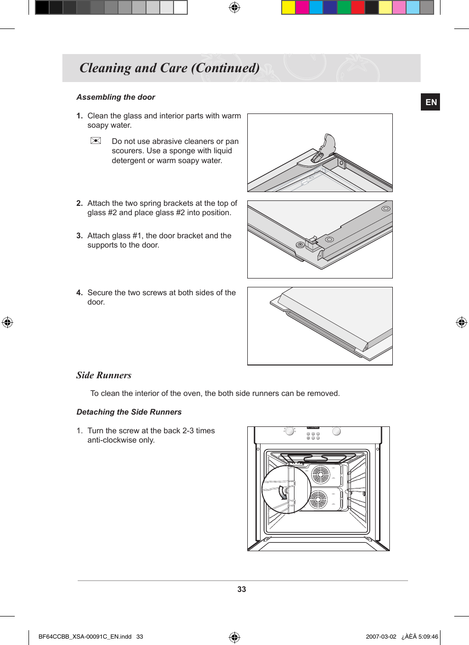 Cleaning and care (continued) | Samsung BF64CCBB User Manual | Page 35 / 42