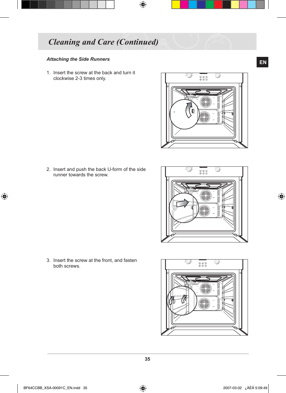Cleaning and care (continued) | Samsung BF64CCBB User Manual | Page 37 / 42