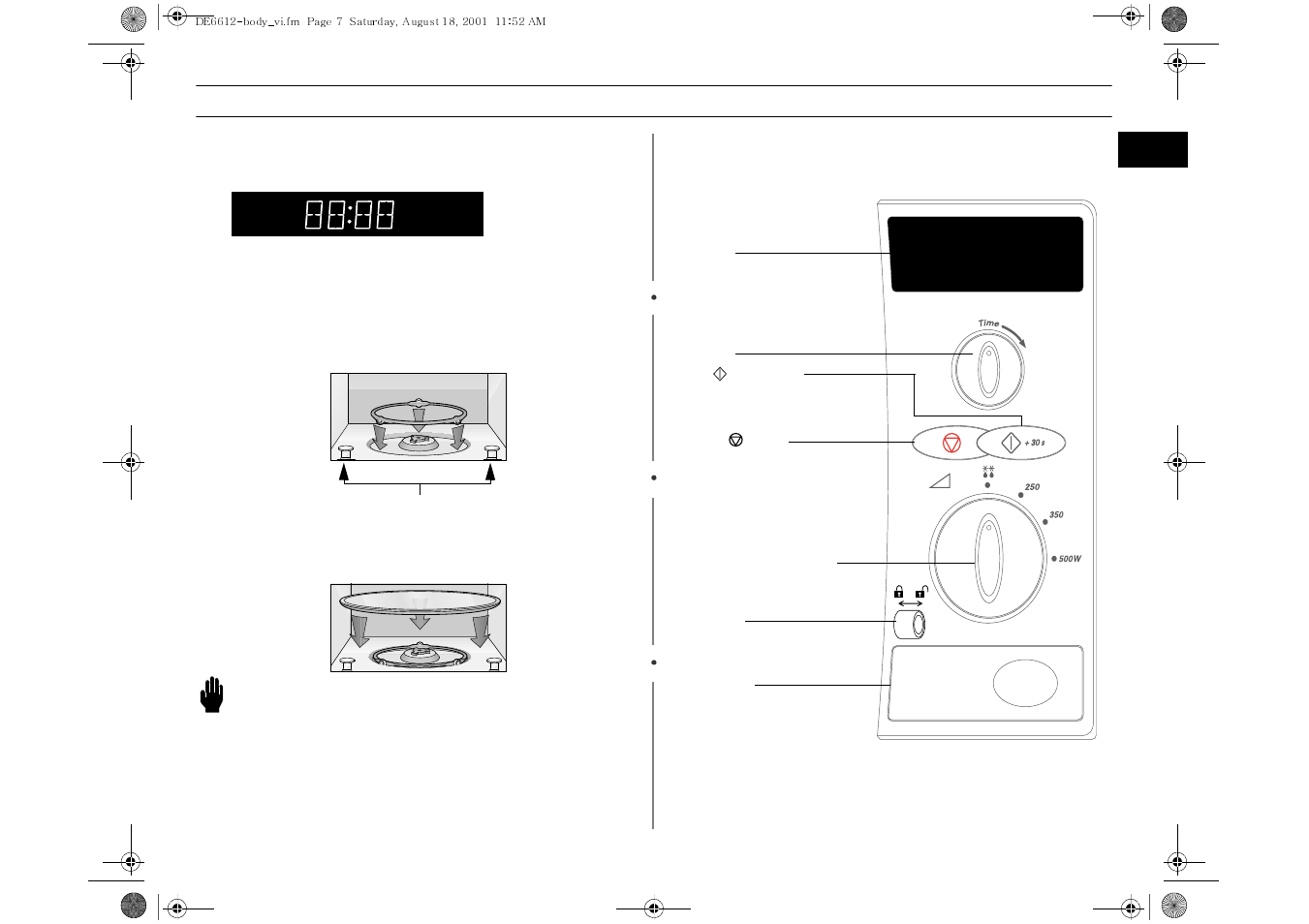 Precaution, Your new microwave oven(continued), Setting up your microwave oven | Control panel | Samsung DE6612 User Manual | Page 7 / 12