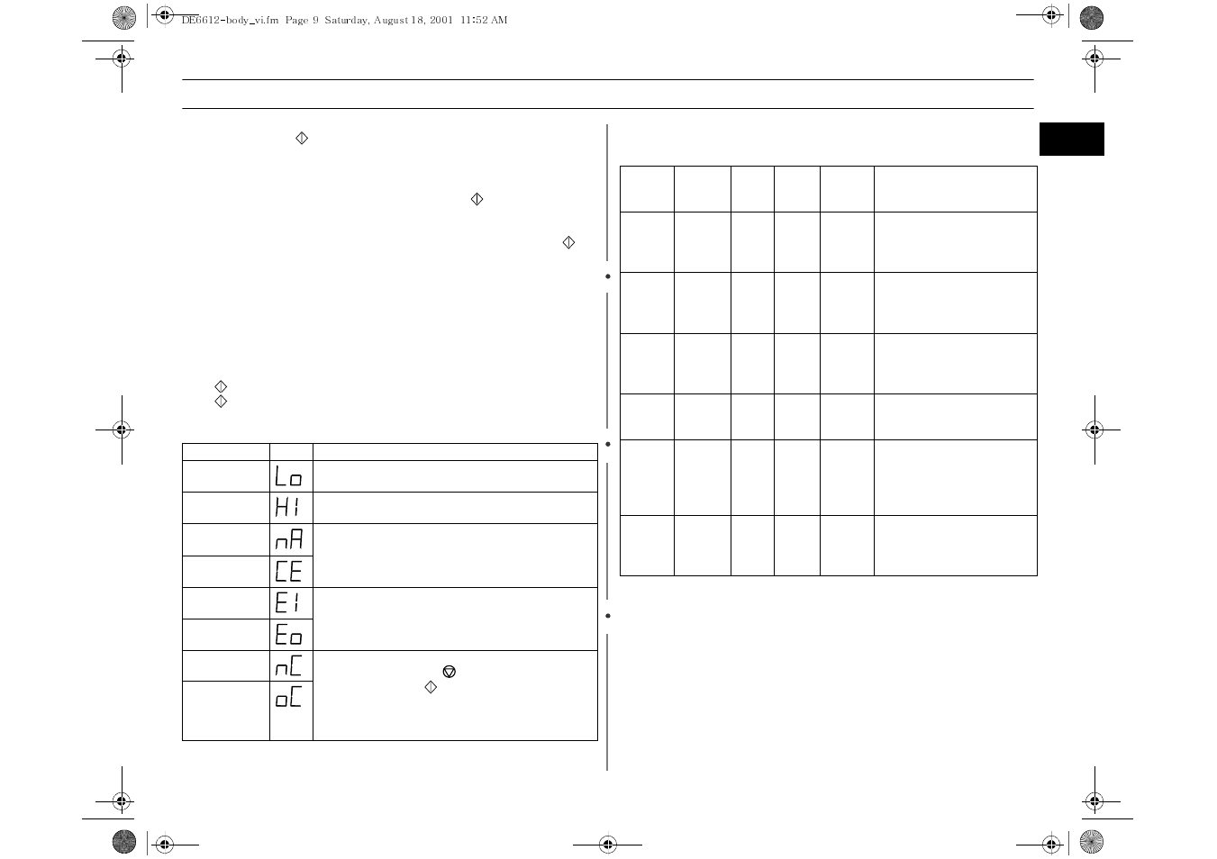 Operation (continued), Using the start, 30 s button | Error codes, Cooking guide | Samsung DE6612 User Manual | Page 9 / 12