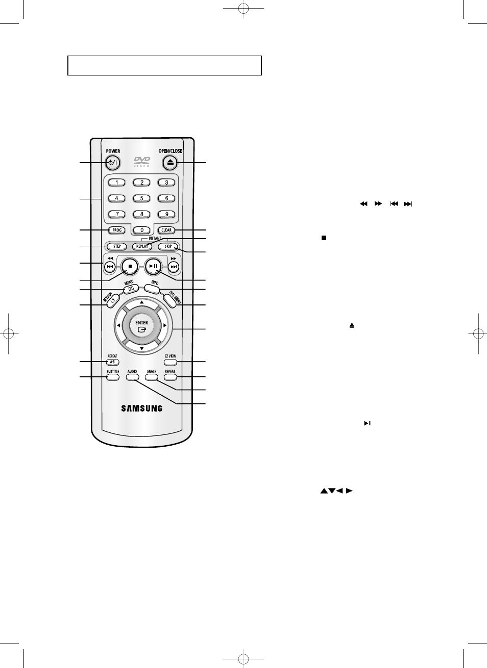 Aperçu de la télécommande | Samsung DVD-P355 User Manual | Page 131 / 246