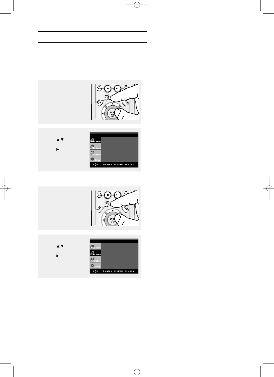 Using the disc and title menu | Samsung DVD-P355 User Manual | Page 22 / 246