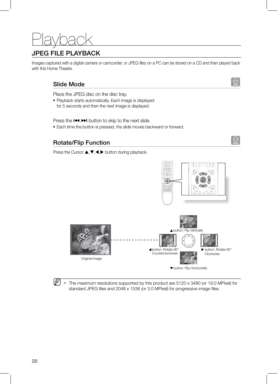 Playback, Jpeg file playback | Samsung HT-Z221 User Manual | Page 28 / 64