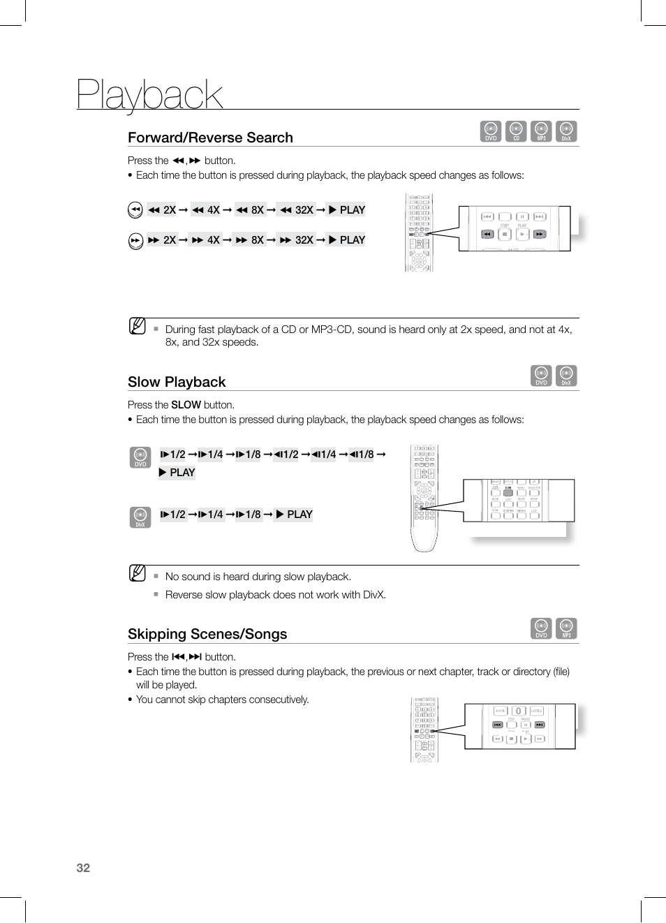 Playback, Dbad | Samsung HT-Z221 User Manual | Page 32 / 64