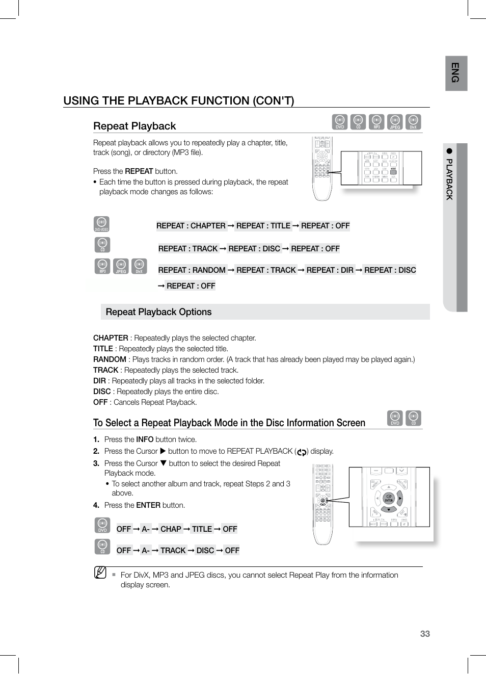 Dbagd, Using the playback function (con't) | Samsung HT-Z221 User Manual | Page 33 / 64