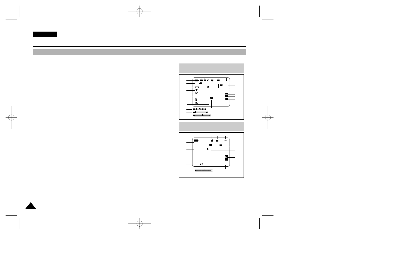 Getting to know your camcorder, Osd (on screen display in camera and player modes), English | Osd in camera mode, Osd in player mode | Samsung VP-D26  EN User Manual | Page 18 / 107